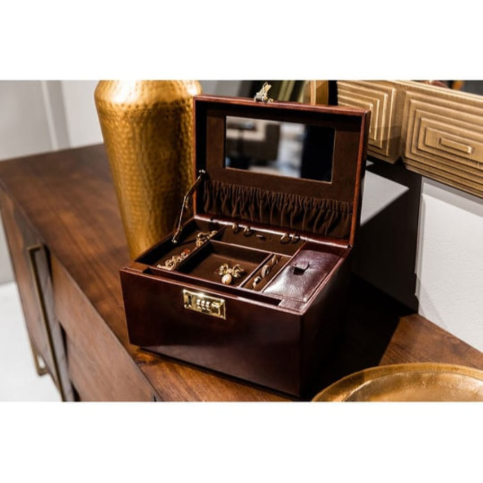 Большая кожаная шкатулка для украшений для женщин - The Portrait of a Lady - Коричневый цвет - Time Resistance 5235501