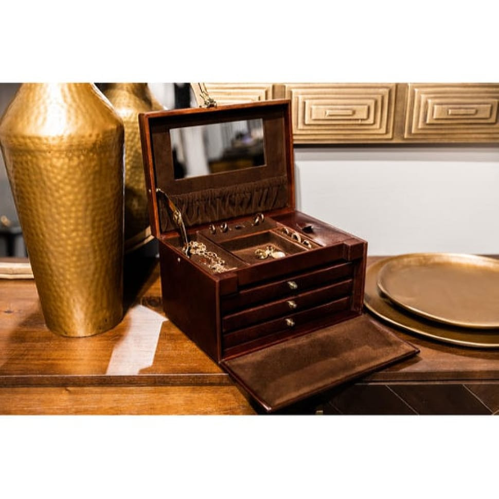 Большая кожаная шкатулка для украшений для женщин - The Portrait of a Lady - Коричневый цвет - Time Resistance 5235501