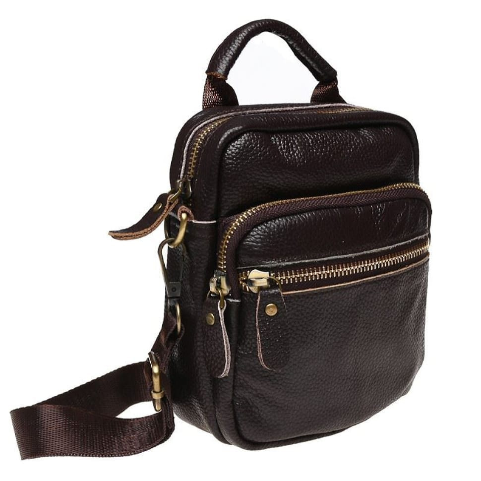 Чоловіча шкіряна сумка через плече Keizer K108-brown