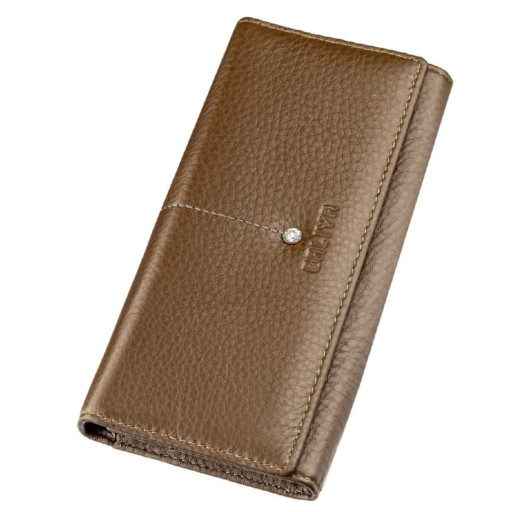 Гаманець горизонтальний зі стразами жіночий шкіряний BALIYA 18977 Коричневий