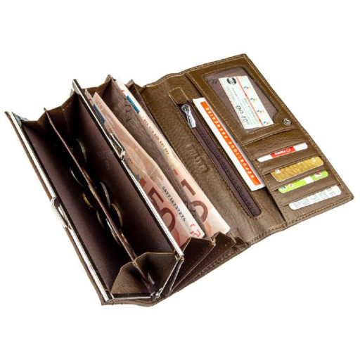 Гаманець горизонтальний зі стразами жіночий шкіряний BALIYA 18977 Коричневий