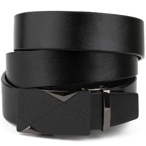 Чоловічий ремінь з пряжкою автомат матовий Vintage 20321 Чорний