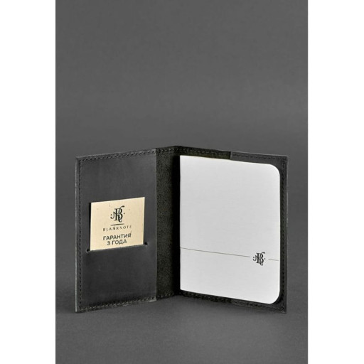 Шкіряна обкладинка для паспорта 1.2 чорна