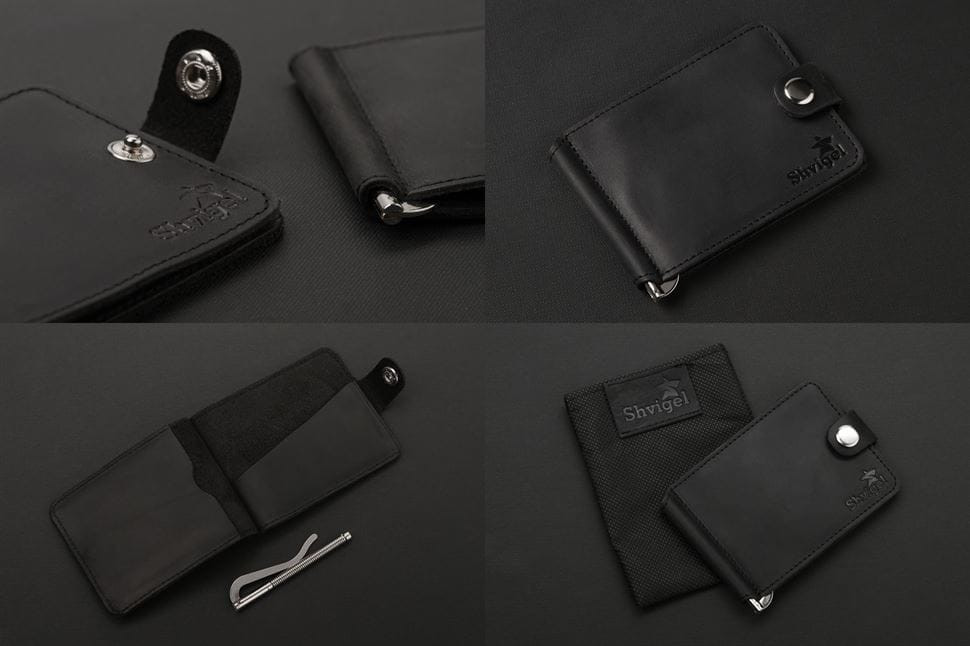 Затиск для купюр SHVIGEL 13787 з вінтажній шкіри Чорний