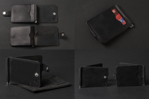 Затиск для купюр SHVIGEL 13787 з вінтажній шкіри Чорний