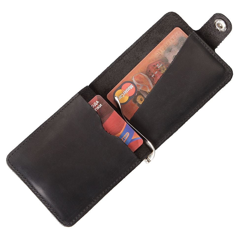 Затиск для купюр SHVIGEL 13787 з вінтажній шкіри Чорний