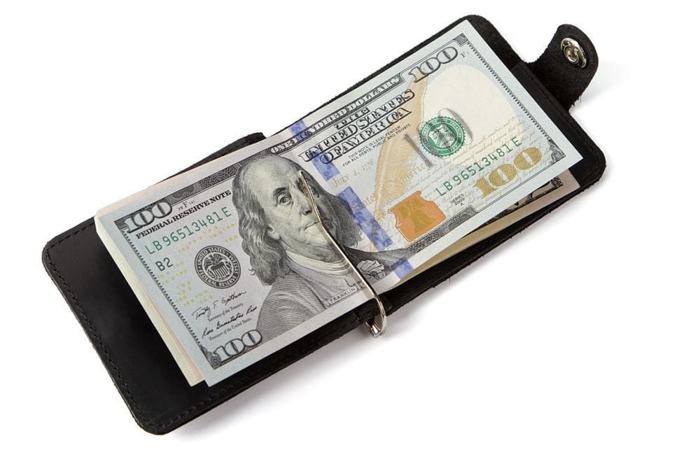 Затиск для купюр SHVIGEL 13787 з вінтажній шкіри Чорний