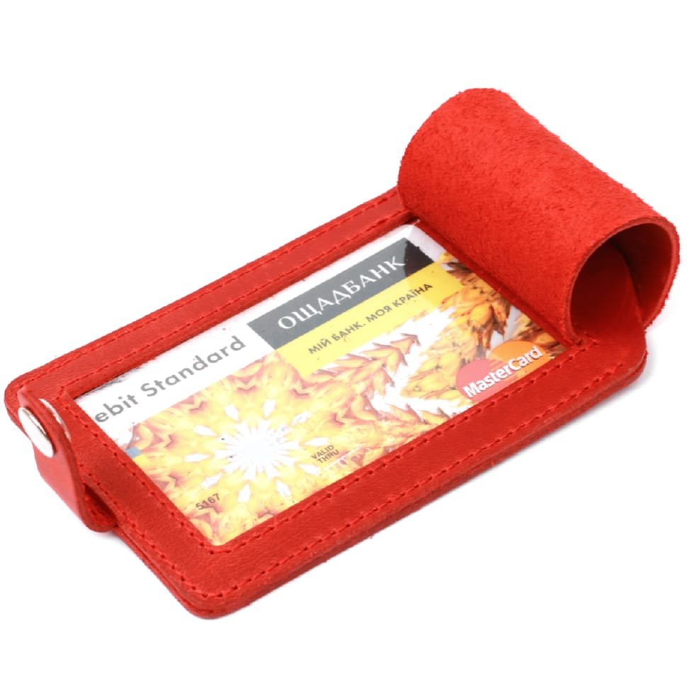 Урожай шкіряна бирка на валізу Shvigel 16556 Червоний