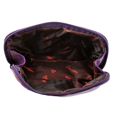 Cosmetic bag leather Desisan 1-517 purple flowers