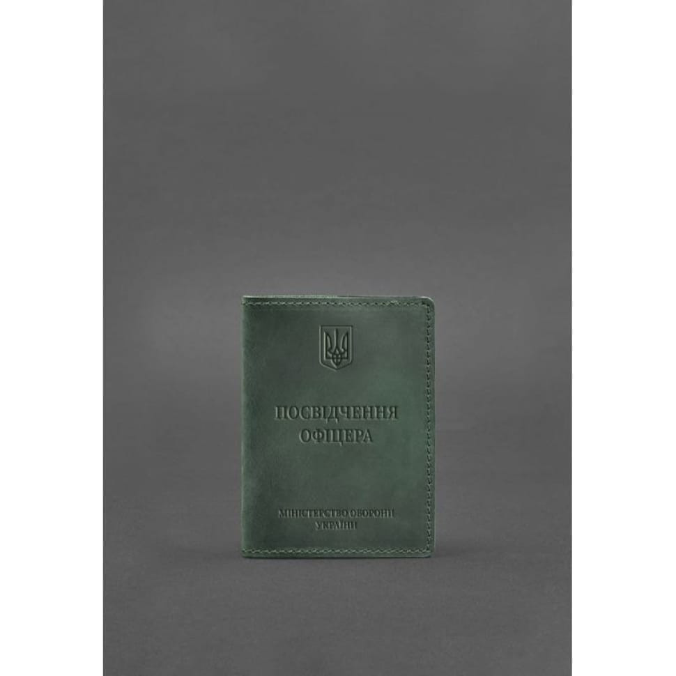 Leather cover for officer ID 9.0 green Crazy Horse