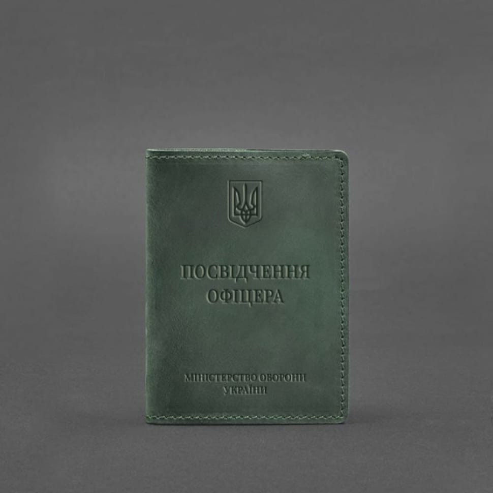Leather cover for officer ID 9.0 green Crazy Horse