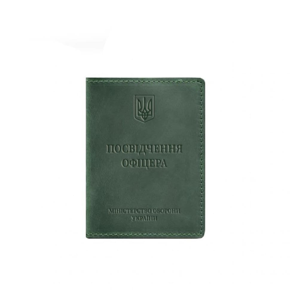 Leather cover for officer ID 9.0 green Crazy Horse