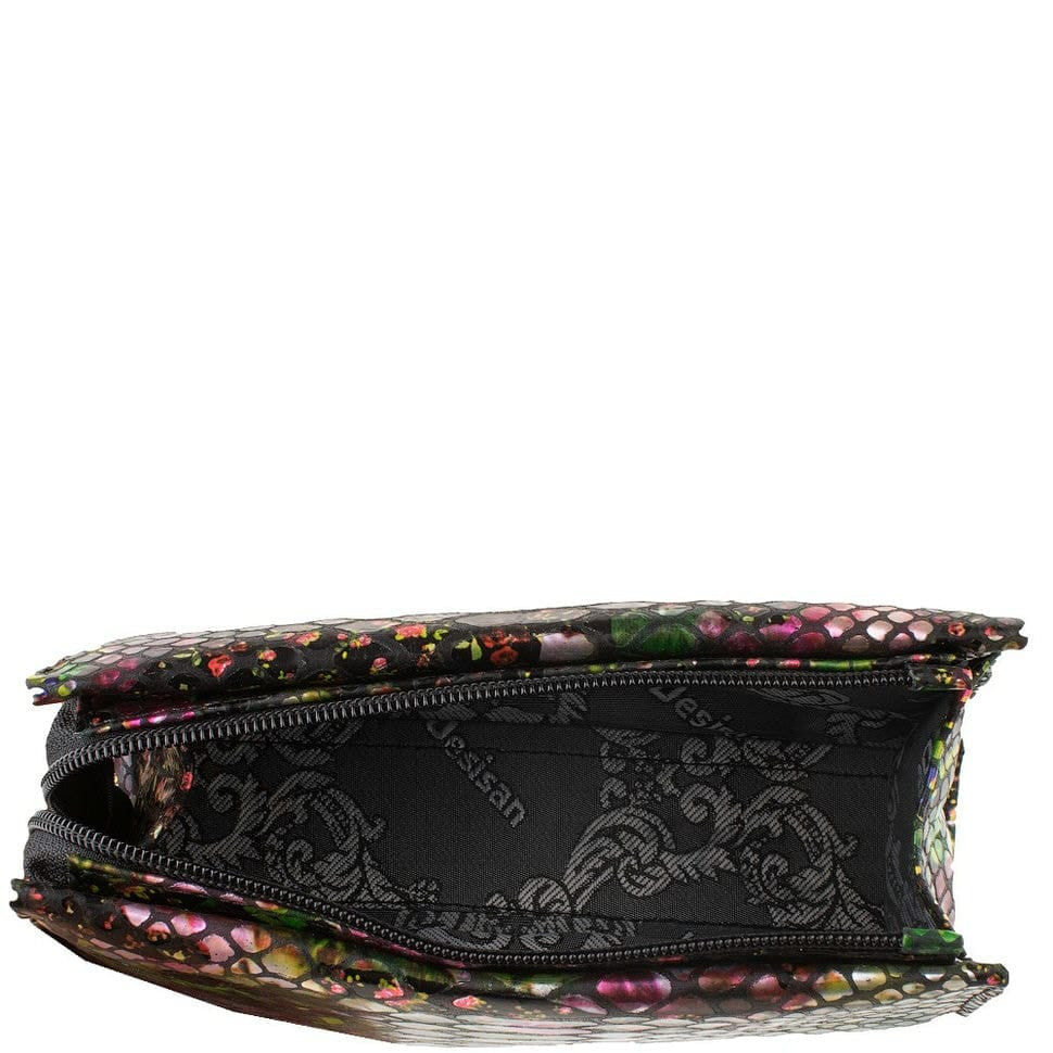 Косметичка шкіра Desisan 2-417 зелено-рожеві квіточки