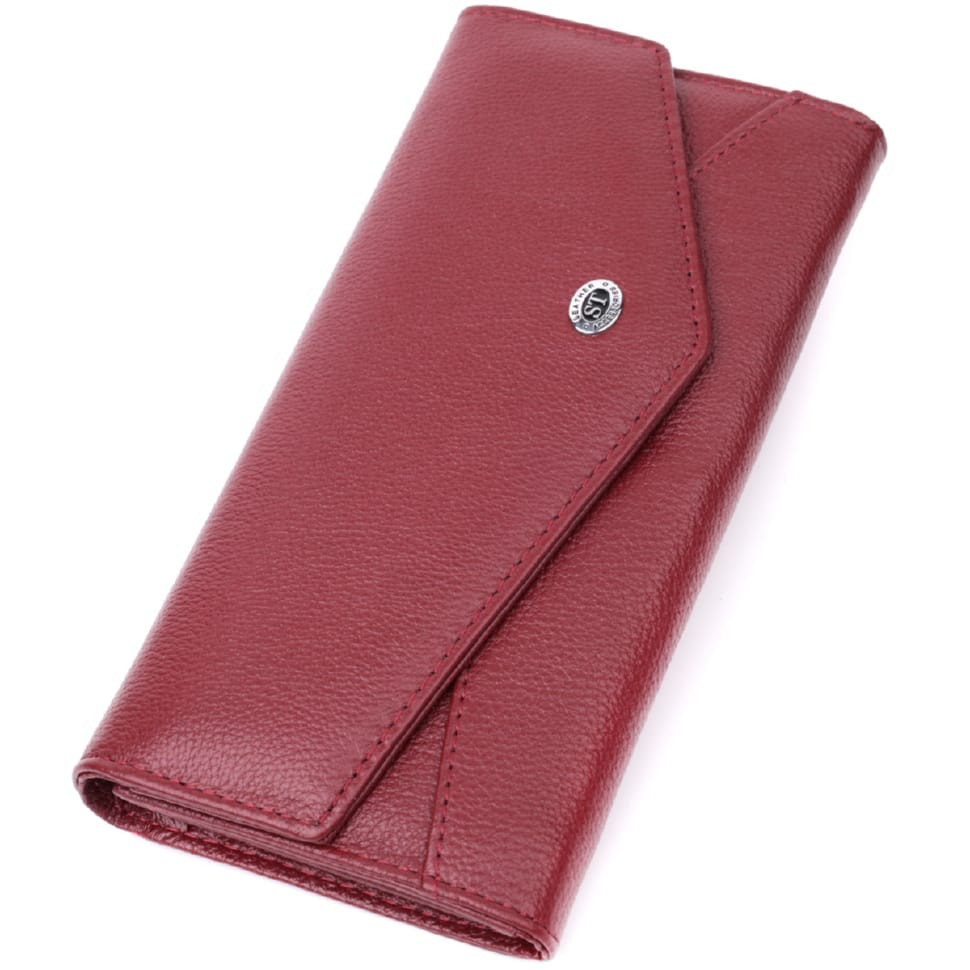 Кошелек для женщин из натуральной кожи с геометрическим клапаном ST Leather 22547 Бордовый