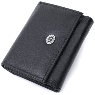 Невеликий жіночий портмоне з монетницею з натуральної шкіри ST Leather 22730 Чорний