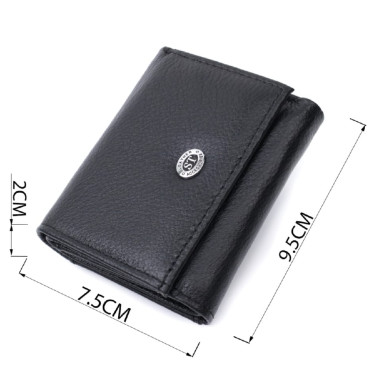 Невеликий жіночий портмоне з монетницею з натуральної шкіри ST Leather 22730 Чорний