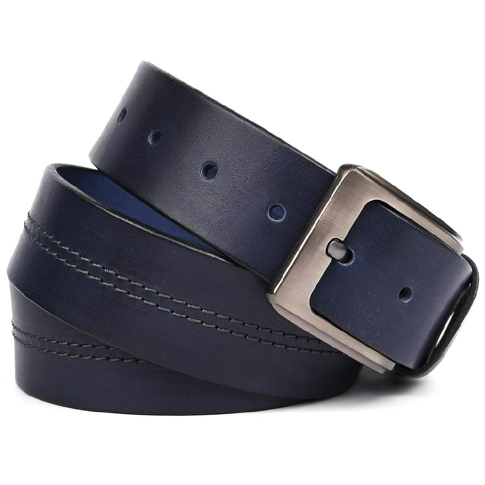 Ремінь шкіряний синій з рядком 40мм чоловічий Limary sk400321