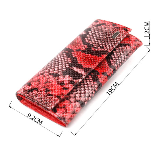 Яскравий жіночий гаманець з натуральної фактурної шкіри з тисненням під змію CANPELLINI 21627