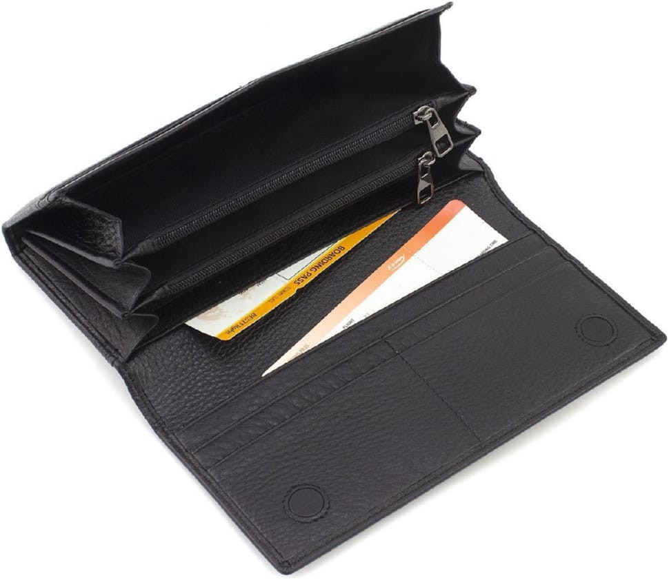 Великий жіночий гаманець із натуральної шкіри Marco Coverna W002 Black