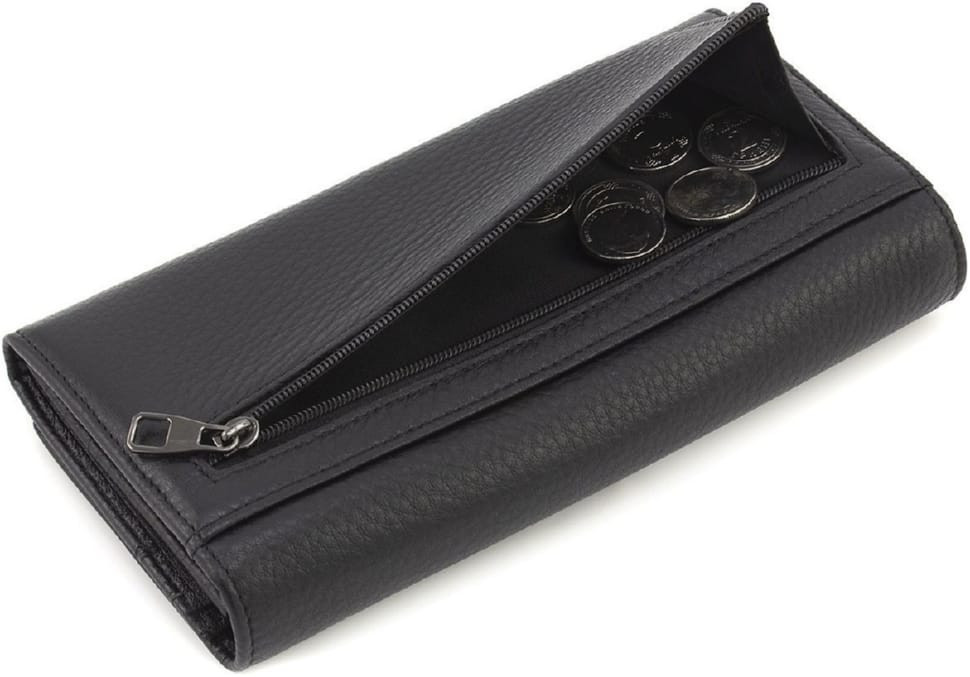Великий жіночий гаманець із натуральної шкіри Marco Coverna W002 Black
