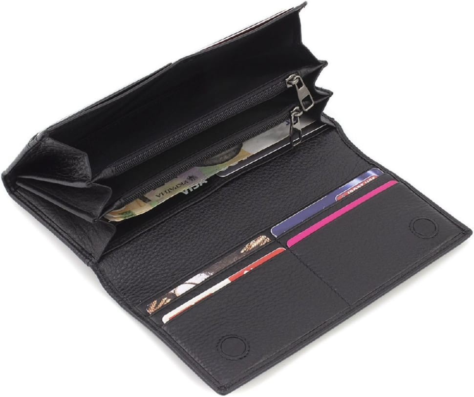 Великий жіночий гаманець із натуральної шкіри Marco Coverna W002 Black