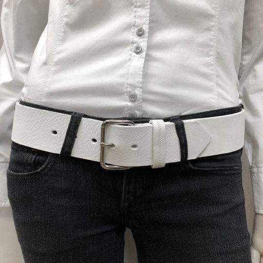 Шкіряний ремень 4028 bianco білий TONY PEROTTI