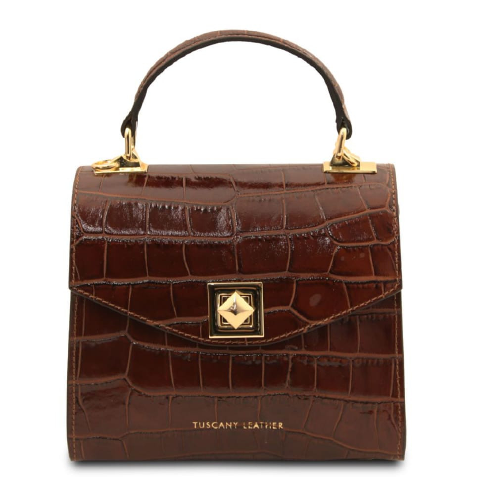 Шкіряна сумочка з принтом Atena Croc Tuscany TL140010