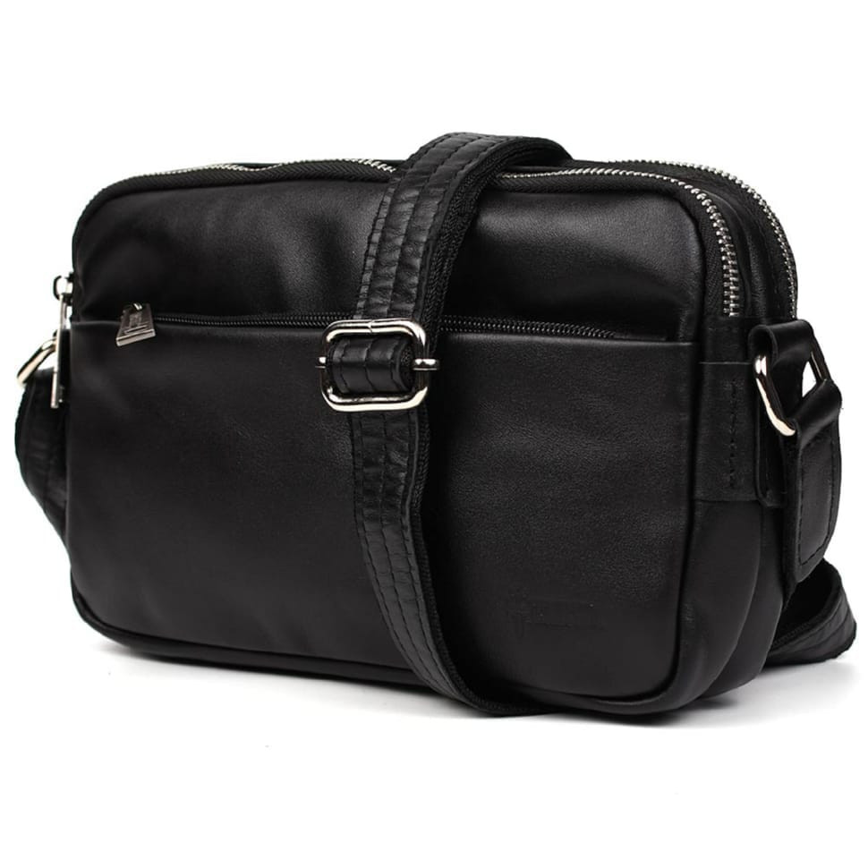 Сумка через плече шкіряна на два відділення GA-0745-4lx TARWA чорна