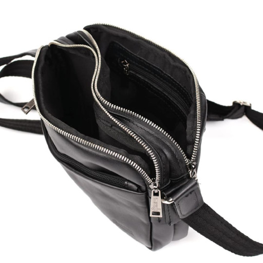 Сумка через плече шкіряна на два відділення GA-0745-4lx TARWA чорна