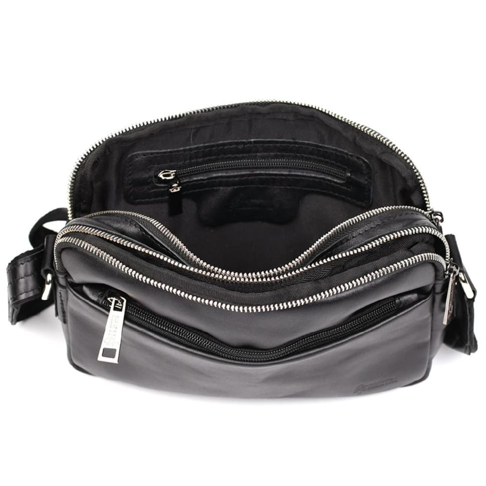 Сумка через плече шкіряна на два відділення GA-0745-4lx TARWA чорна