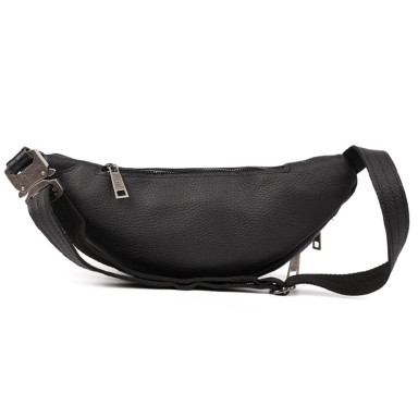 Leather banana bag with black zippers TARWA FA-2406-3md