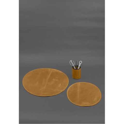 Настільний набір із натуральної шкіри 1.2 жовтий Crazy Horse