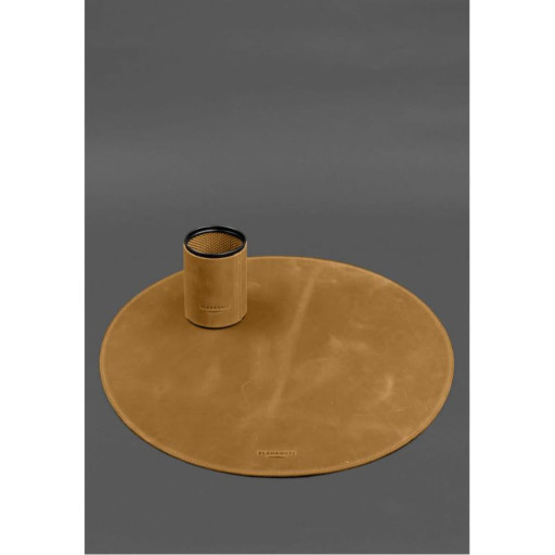 Настільний набір із натуральної шкіри 1.2 жовтий Crazy Horse