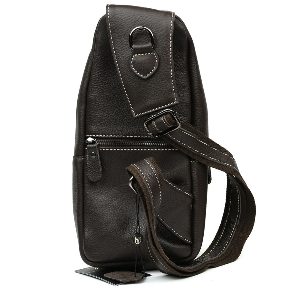Leather mens sling backpack Bull TB019C brown