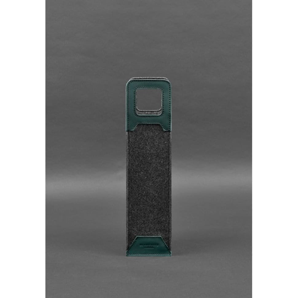 Чохол для вина 1.0 із фетру зі шкіряними вставками зелений Краст