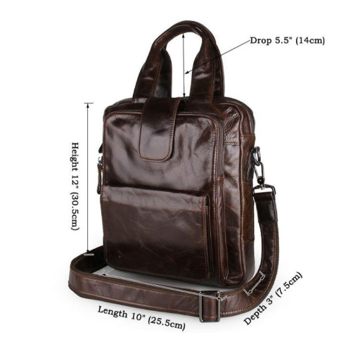 Вертикальна сумка-месенджер 7266C з натуральної шкіри теляти John McDee