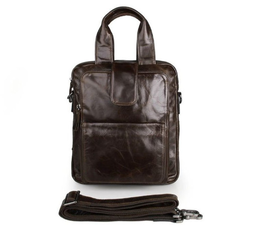 Вертикальна сумка-месенджер 7266C з натуральної шкіри теляти John McDee