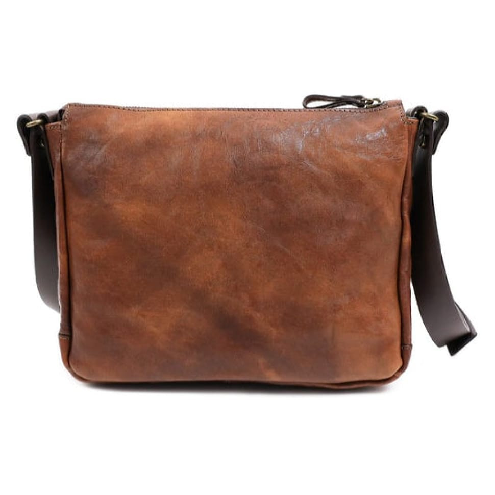 Шкіряна сумка через плече месенджер коньячний Persuasion від Time Resistance 5228801