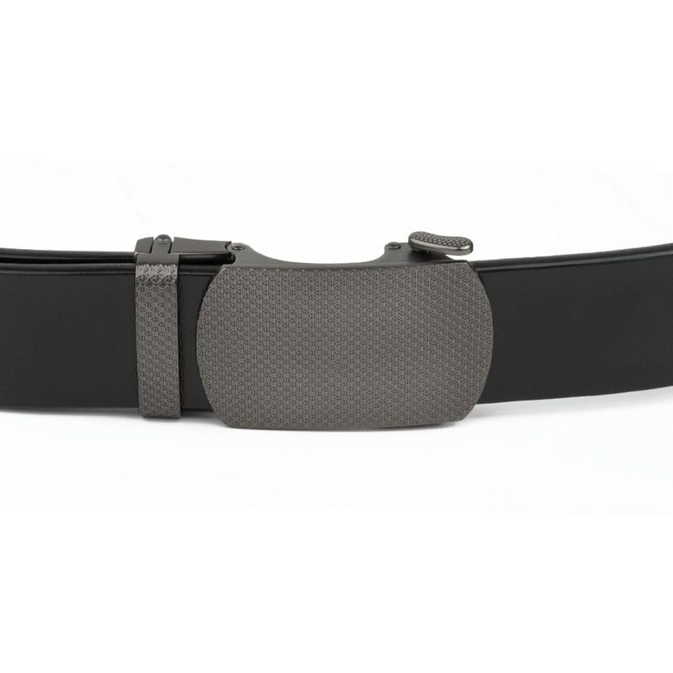 Ремінь чоловічий із зернистою пряжкою автомат Vintage 20272 Чорний