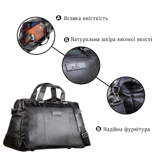 Дорожня сумка SHVIGEL 11120 шкіряна Чорна