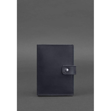 Leather passport cover 5.0 (with window) navy blue Crazy Horse