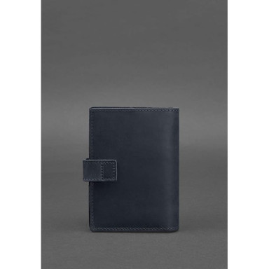 Leather passport cover 5.0 (with window) navy blue Crazy Horse