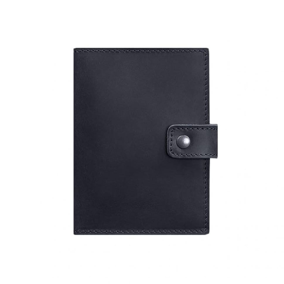 Leather passport cover 5.0 (with window) navy blue Crazy Horse