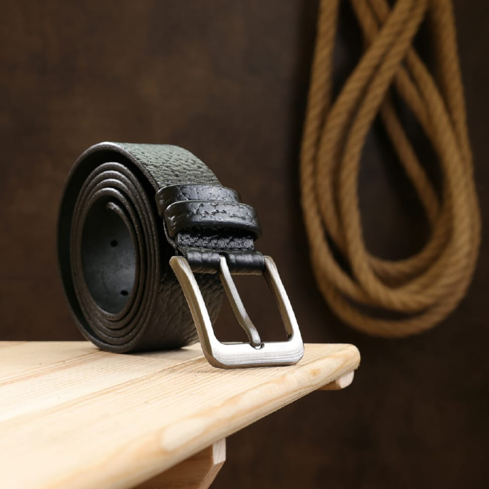 Шкіряний ремінь для чоловіків Vintage 20743 Чорний