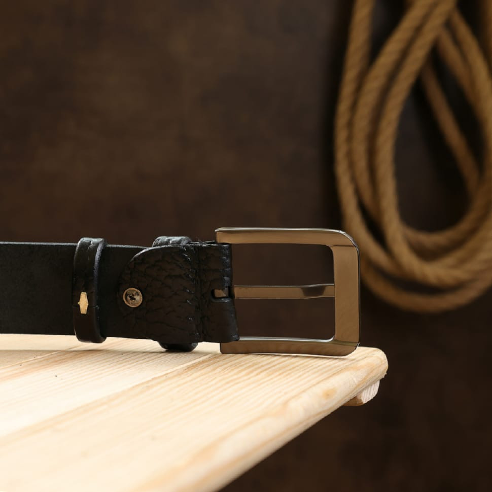 Шкіряний ремінь для чоловіків Vintage 20743 Чорний