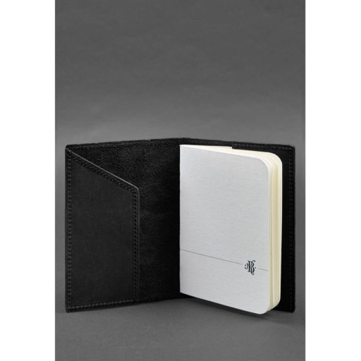 Шкіряна обкладинка для паспорта з карткою України чорний Crazy Horse