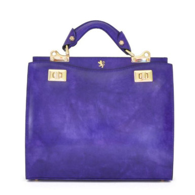 Pratesi RVI150/32 - Anna Maria Luisa de' Medici Medium Lady Bag in cow leather Radica Violet