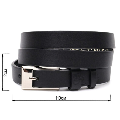 Тонкий жіночий ремінь із натуральної шкіри GRANDE PELLE 11673 Чорний