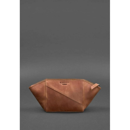 Women's leather cosmetic bag light brown Crazy Horse