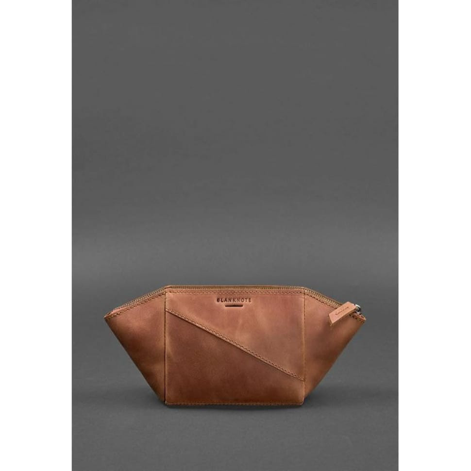 Women's leather cosmetic bag light brown Crazy Horse